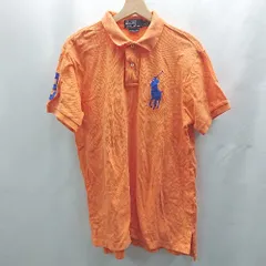 ◇ ⊂ POLO RALPH LAUREN ポロラルフローレン ビッグポニー 半袖 ポロシャツ サイズL オレンジ メンズ E  【1502030006124】