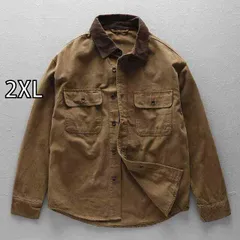 [2XL]春 コーデ メンズ 用 服 シンプル ファッション オシャレ 大人 かっこいい 大きいサイズ ストリート 紳士服 アミ カーキ ヘビーデューティ ウォッ シュド ワーク シャツ ジャケット タフ ハンティング スーツ コットン 長袖 