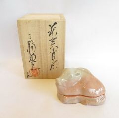d701 香合 赤織部 子香合 桃山窯 林英仁 木箱 茶道具 古物 - メルカリ