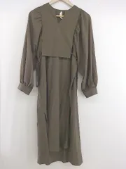◇ JUNOAH ジュノア レイヤード風 長袖 膝下丈 ワンピース サイズM ブラウン系 レディース E  【1304050000485】