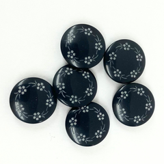 【特価】手芸　ボタン　黒系　花　約15mm　6個まとめ売り※