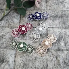 水引のバレッタ【花＆花＆花・大人カラー・全５色】秋色 大人カラー 曼荼羅結び・梅結び・あわじ玉