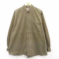 XL/古着 エディーバウアー 長袖 ブランド シャツ メンズ 00s 総柄 大きいサイズ ロング丈 コットン ボタンダウン 茶系他 ブラウン spe 25se