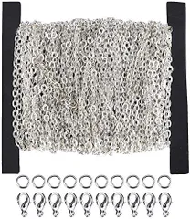 【特価セール】シルバー 小豆チェーン ネックレス 12m ピアス ジュエリー用 パーツ 手芸 チェーン アクセサリー 丸環 カニカン 留金具