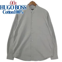 00s オールド BOSS HUGO BOSS（ヒューゴボス） スタンドカラー コットンシャツ グレー 42 (Lサイズ相当)（16½）