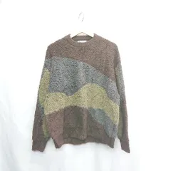 ◇ ⊇ ZARA ザラ 総柄 長袖 ニット サイズM ブラウン系 レディース E  【1502180038464】