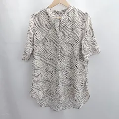 ◇ ⊂Φ OPAQUE.CLIP オペークドットクリップ ストレッチツイルスキッパー 半袖 ブラウス サイズS ベージュ系 レディース E  【1502060041478】