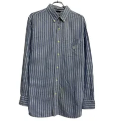 CHAPS 長袖 ストライプシャツ L ブルー ホワイト チャップス ボタンダウン 胸ポケット ワンポイント 刺繍 古着卸 アメリカ仕入 a702-6138