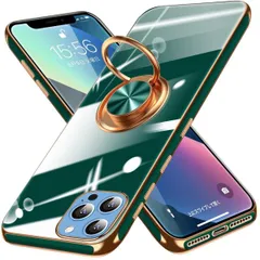 iPhone 14 Pro Max 用ケース リング付き メッキ加工 クリア TPU 耐衝撃 驚くほどの手触り 車載ホルダー対応 軽量 薄型