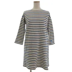 オーチバル ORCIVAL オーシバル バスクシャツ ボーダー ワンピース ミニ 七分袖 コットン オフホワイト ブルー グレー系 F ■ECT