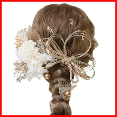 袴 ヘッドドレス 振袖 和装 結婚式 金箔 水引 七五三 ドライフラワー 卒業式 アクセサリー 成人式 髪飾り hair-180 バドフラワー Flower (ゴールド) Bud