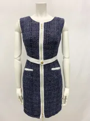 1160 JEWELS ジュエルズ　キャバクラ　ドレス　ツイードラメ　ノースリーブ　フロントゴールドジップ　タイト　ミニ　キャバドレス　S