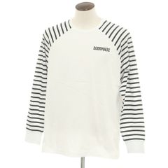 【新品】ディースクエアード DSQUARED2 コットン クルーネック 長袖Ｔシャツ ホワイトxネイビー【サイズXL】【メンズ】