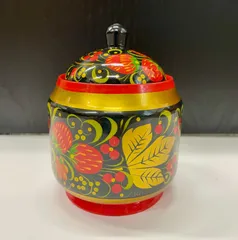 ロシア　ホフロマ塗り　工芸品　アンティーク　小物入れ c53da70448818acc6ff17ba145fa5e