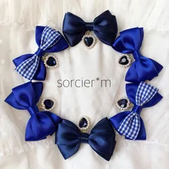 Jewel ブルー ♡ 推しカラー リボン ヘアクリップ 青 ネイビー 推し色 推し活 ツインテール アイドル 20日以内の発送