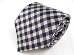 ヒルトン ブランドネクタイ チェック柄 シルク イタリア製 メンズ パープル HILTON 【中古】