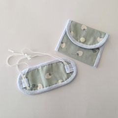 キルト芯｜ハンドメイド子供用アイマスク｜モンテッソーリのおしごと目隠しアイマスク【くすみいちご（ミント）】お名前書くだけアイマスク　#モンテッソーリ　#おしごと　#目隠し　#アイマスク　#幼稚園　#入園準備　#感覚教具　#キッズアイマスク　#手作り　#手縫い