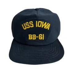 【キャップ/帽子】アメリカ製　NEWERA　80s USS IOWA BB-61(ユーエスエスアイオワ) ミリタリー　軍物　ビンテージトラッカーキャップ　ネイビー　紺色