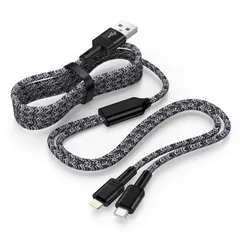 【在庫処分】ブラック 機器対応 Pad/USB-C 16/15/14/13/ iPhone iPhone 2台同時充電対応 高耐久ナイロン編み 充電コード usb アイフォン Type-c ライトニングケーブル ケーブル Lightning & USB-C t