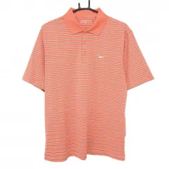 【超美品】ナイキ 半袖ポロシャツ オレンジ×グレー ボーダー DRI-FIT メンズ L ゴルフウェア NIKE