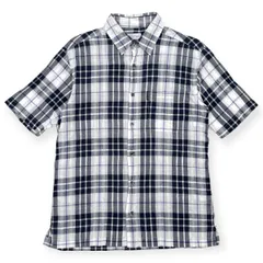 element of SIMPLE LIFE シンプルライフ チェック柄 半袖シャツ Mサイズ /白×紺/メンズ/紳士/薄手