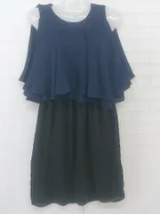 ◇ PourVous プールヴー フォーマル ノースリーブ ミニ ワンピース サイズS ネイビー ブラック レディース P  【1208310001222】