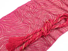 【京松】【着物】和装小物　帯締め帯揚げセット　振袖用　丸組　金通し　金糸　撚房　24w-6908