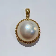 K18 天然 マベパール ネックレス ペンダントトップ 本真珠 16mm 2.8g ホワイト ゴールド 鑑別書 レディース アクセサリー 美品 aua47611070514