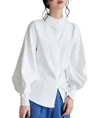 [グリーンパキラ] レトロ 秋服レディース トップス 長袖 レディース ブラウス パフスリーブ 秋 可愛い服 シャツ オフィスカジュアル 女性 服 おしゃれ 襟付きシャツ ファッション 服 (JP, アルファベット, L, ホワイト) [ホワイト] [L]