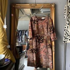 -@ スキャパ SCAPA 花柄 総柄 長袖 ワンピース デート お呼ばれ スキャパ SCAPA 花柄 総柄 長袖 ワンピース デート お呼ばれ