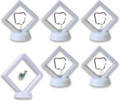 Neutral Zenith アクリルスタンド ディスプレイケース ピンバッジ ラバーストラップ キーホルダー 展示 フローティングフレーム ルースケース 透明フィルム ホワイト 9x9x2cm 6個(ホワイト,  9x9x2cm 6個)