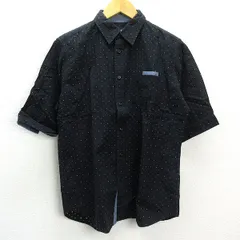 a■ビームスハート/BEAMS HEART ドット柄 ポケット付き 五分袖シャツ【M】黒/MENS/166【中古】