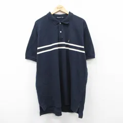 XL/古着 ノーティカ 半袖 ブランド ポロ シャツ メンズ ワンポイントロゴ 鹿の子 大きいサイズ ロング丈 コットン 紺 ネイビー 25aug05 中