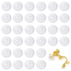 【数量限定】サムコス イヤリング 用 シリコンカバー 25ペア 半透明で目立たない 耳が痛くなりにくい 手芸 手作り用 イヤリング アクセサリーパーツ (ネジバネ式50個入り)のサムネイル