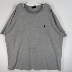 古着 90's/90年代 ポロバイラルフローレン Polo by Ralph Lauren 半袖Tシャツ ロゴ 刺繍 クルーネック 大きいサイズ XL  グレー 無地 メンズ