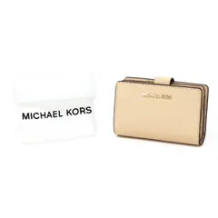 マイケルコース MICHAEL KORS ジェットセット トラベル 二つ折り財布 レザー 35F7GTVF2L ミディアムウォレット L字ファスナーコインケース GD金具 レディース バフ (ベージュ) 美品 中古 maq02011