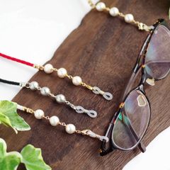 選べる3色【pearls】パール・眼鏡ストラップ兼マスクストラップ［コットンパール］