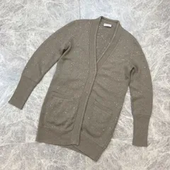 ◇ BRUNELLO CUCINELLI ブルネロクチネリ スナップボタン スパンコール カーディガン M カシミヤ シルク ベージュ レディース 長袖 キラキラ PAWNSHOPRiZ パウンショップリズのサムネイル