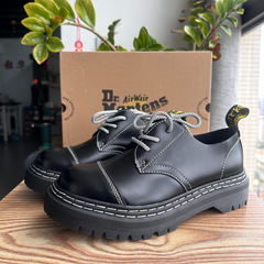 Dr. Martens 1BEX ダブルステッチ ローカット マーチンシューズ ダブルホワイト&イエローライン PVCソール 丸頭カジュアル