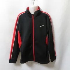 古着 ジュニアM(150) NIKE/ナイキ トラックジャケット ジャージ フルジップ カジュアル スポーツ 運動 ウォーキング ブラック/レッド/ホワイト 476828-010 fg4778