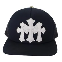 【美品・中古SAランク】クロムハーツ CHROME HEARTS トラッカー 3セメタリー キャップ コットン シルバー925 ブラック ホワイト メンズ 小物