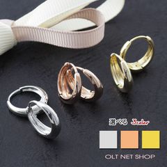フープピアス レディース ピアス フープ シンプル ドロップ メタル 18金 18kコーティング ピンクゴールド ゴールド シルバー K18GP