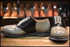 【25.5CM 美品】REGAL リーガル サドルシューズ 2051 オックスフォード 黒×灰 ツートン 編み上げ 短靴 ローカット ブーツ HOPESMORE【FI519】