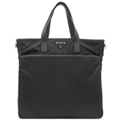 プラダ PRADA 2WAYバッグ Re-Nylon x サフィアーノ レザー トートバッグ ナイロン サフィアーノ NERO シルバー金具 黒 三角ロゴ ショルダー   2VG033 【保証書】【中古】