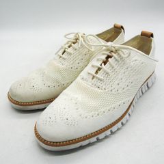 コールハーン ゼログランドスティッチライトオックスフォード 本革 レザー ブランド 靴 白 メンズ 8Mサイズ ホワイト COLE HAAN 【中古】