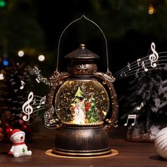 スノードーム リスマスオルゴール スノーグローブ LEDライト付き 8曲自動ループ クリスマス置物飾り 雪景色ボール 提灯型オルゴール インテリア