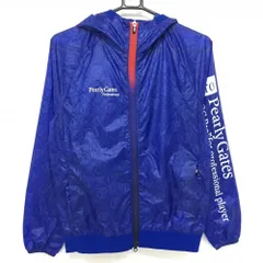 【超美品】パーリーゲイツ ジップパーカー ブルー ロゴ総柄 撥水 ブルゾン  レディース 0(S) ゴルフウェア 2024年モデル PEARLY GATES