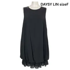 美品 デイジーリン DAYSY LIN サイズフリー ワンピース ノースリーブ 膝丈 バルーン ブラック レディース S5P341