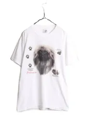 【お得なクーポン配布中!】 00s ドッグ イラスト プリント Tシャツ メンズ レディース L 古着 オールド 当時物 アート イヌ アニマル 白  白Tシャツ WILDSIDE ホワイト