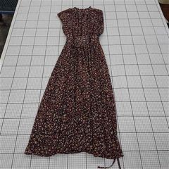 ◇ ⊂ ECLIN エクラン レオパード フレンチスリーブ ロング ワンピース サイズF ブラウン系ネイビー系 レディース E  【1509100067658】